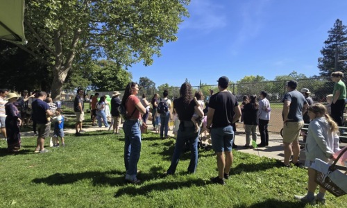people outside at an event